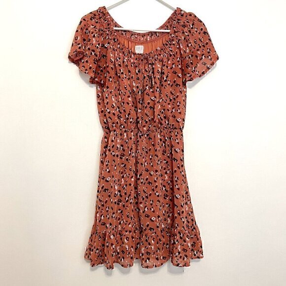 SIENNA SKY Rose Pink Navy ish Cheetah Leopard Animal On / Off the Shoulder Dress - Picture 2 of 15